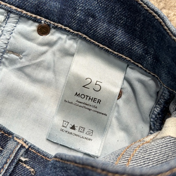 MOTHER Stunner Zip Ankle Step Fray Jeans with Black Side Stripe Size 25 - Picture 8 of 9